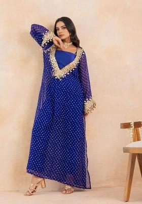 Blue Embroidery Georgette Kurta Set