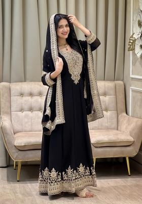 Black Thread Work Georgette Kurta Set