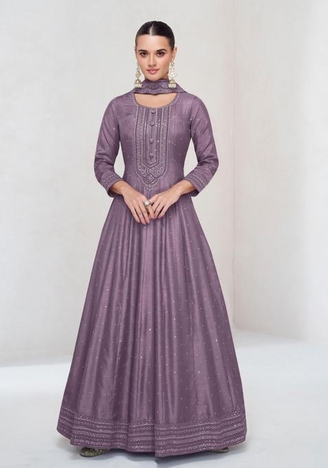 Onion Thread Work Silk Kurta Set