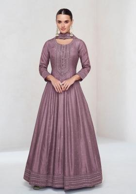 Pink Thread Work Silk Kurta Set