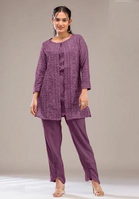 Onion Thread Work Georgette Kurta Set