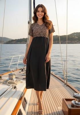 Black Printed Crepe Dress