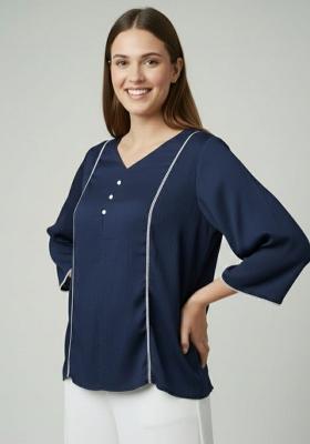Blue Solid Silk Kurta