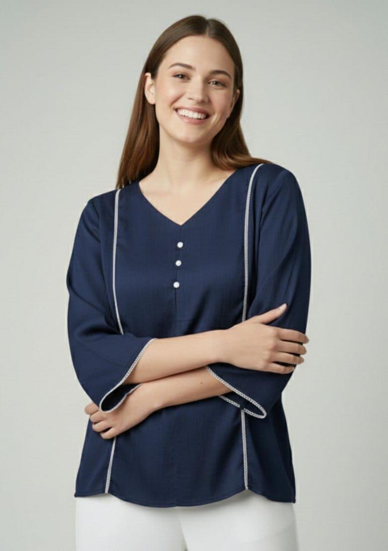 Blue Solid Silk Kurta - Indya