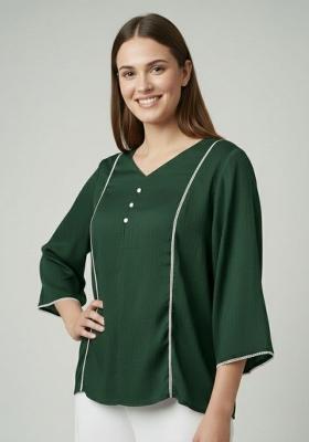 Green Solid Silk Kurta