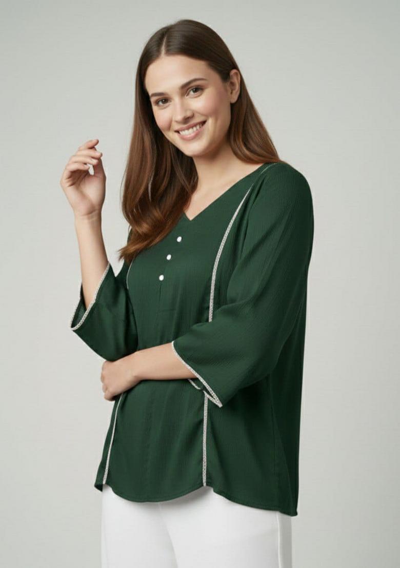Green Solid Silk Kurta - Indya