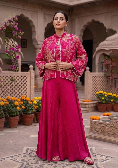 Pink Embroidery Poly Blend Fusion Set