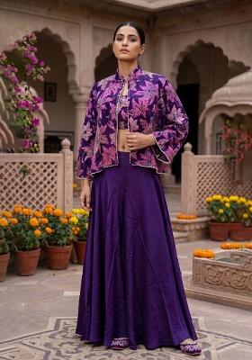Purple Embroidery Poly Blend Fusion Set