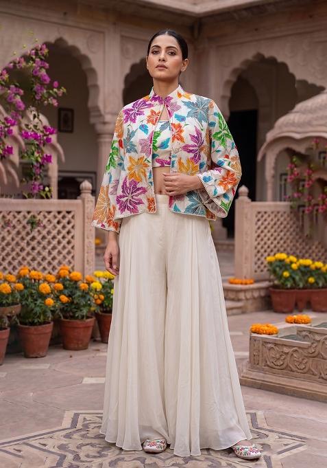 White Embroidery Poly Blend Fusion Set