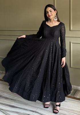 Black Embroidery Georgette Kurta Set