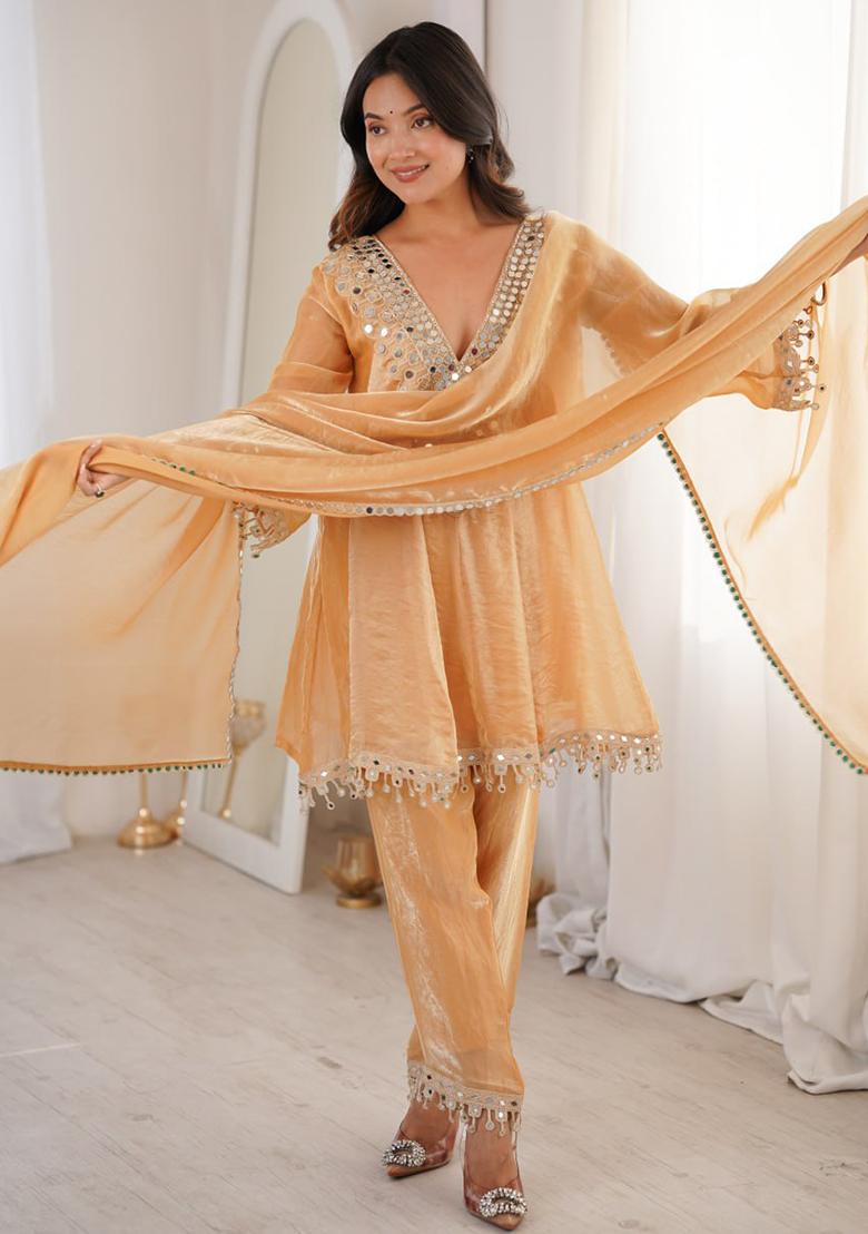 Yellow Embroidery Fendi Palazoo Sets - Indya