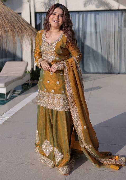 Golden Embroidery Fendi Palazoo Sets