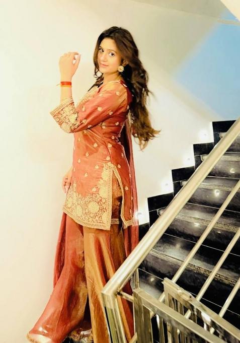 Golden Thread Work Satin Salwar Suit