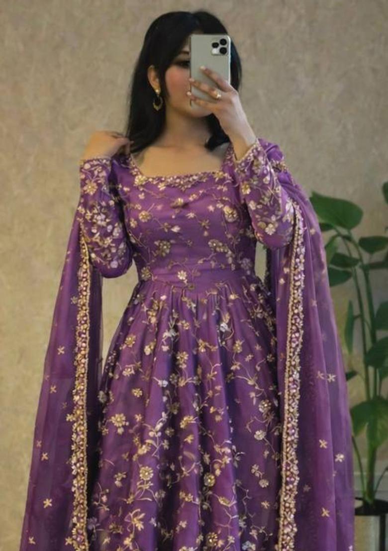 Onion Thread Work Georgette Salwar Suit - Indya