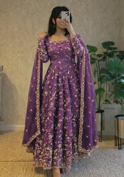 Onion Thread Work Georgette Salwar Suit