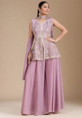 Lavender Thread Work Georgette Salwar Suit