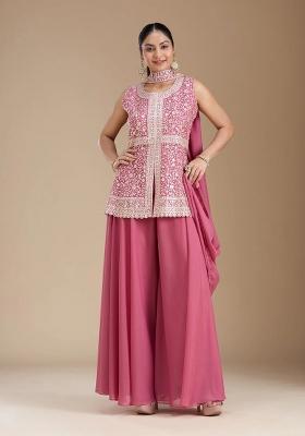 Pink Thread Work Georgette Salwar Suit