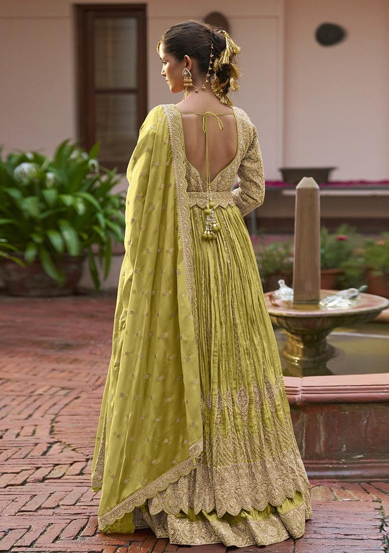 Chiku Embroidery Silk Anarkali Set - Indya