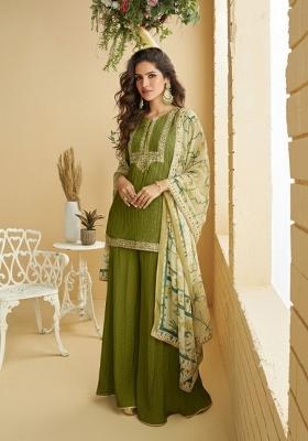 Green Embroidery Silk Salwar Kameez