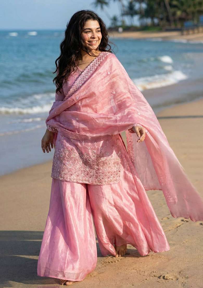 Pink Embroidery Jimmy Choo Kurta Set - Indya