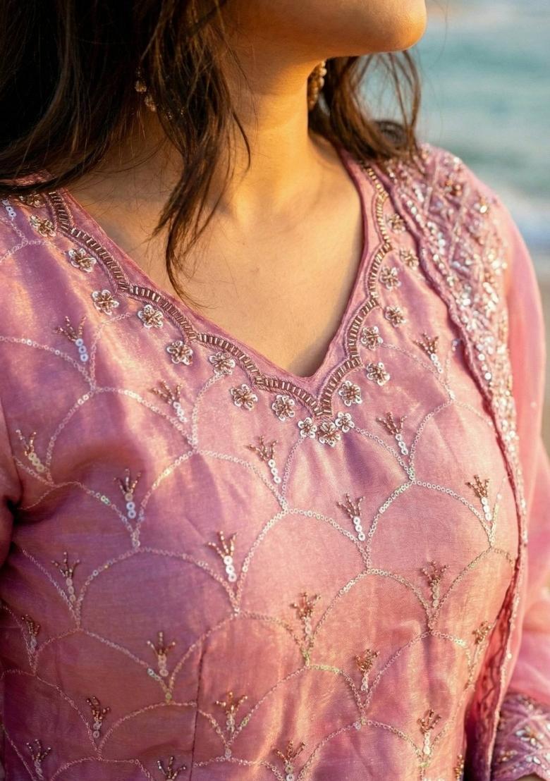 Pink Embroidery Jimmy Choo Kurta Set - Indya