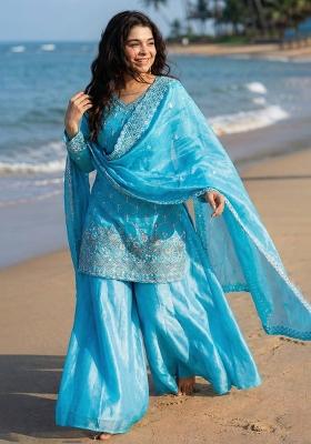 Blue Embroidery Jimmy Choo Kurta Set