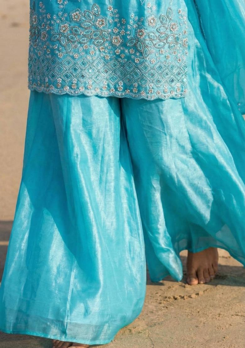 Blue Embroidery Jimmy Choo Kurta Set - Indya