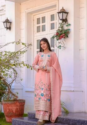 Light Pink Printed Cotton Kurta Set
