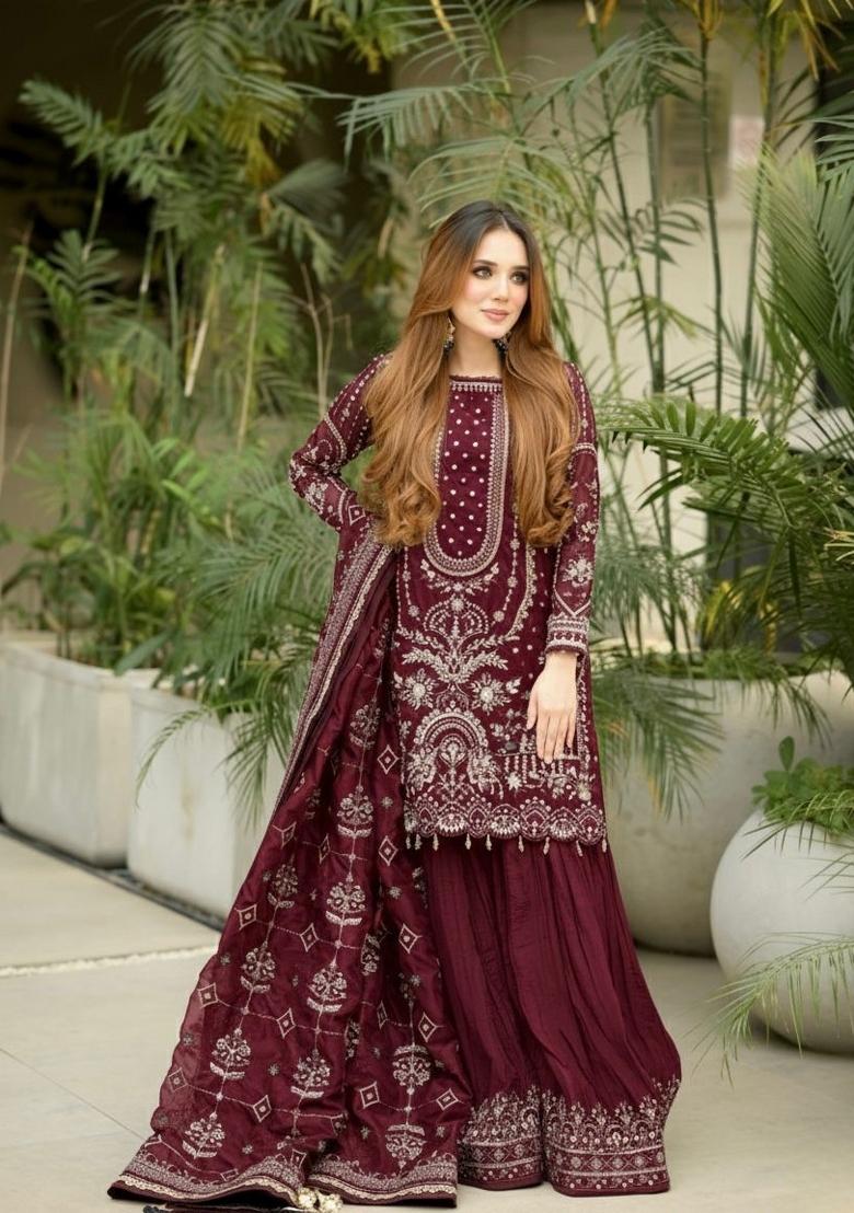 Badami Printed Georgette Kurta Set - Indya