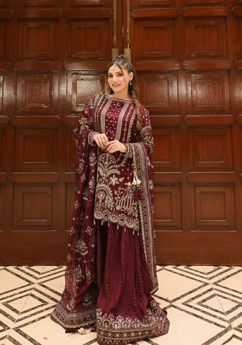 Badami Printed Georgette Kurta Set