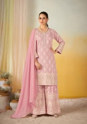 Pink Embroidery Georgette Salwar Kameez