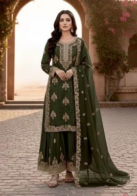 Mehendi Emboidered Silk Blend Salwar Kameez