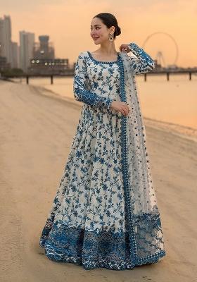 White Emboidered Georgette Salwar Kameez