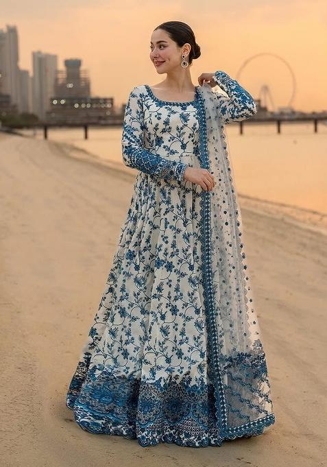 White Emboidered Georgette Salwar Kameez