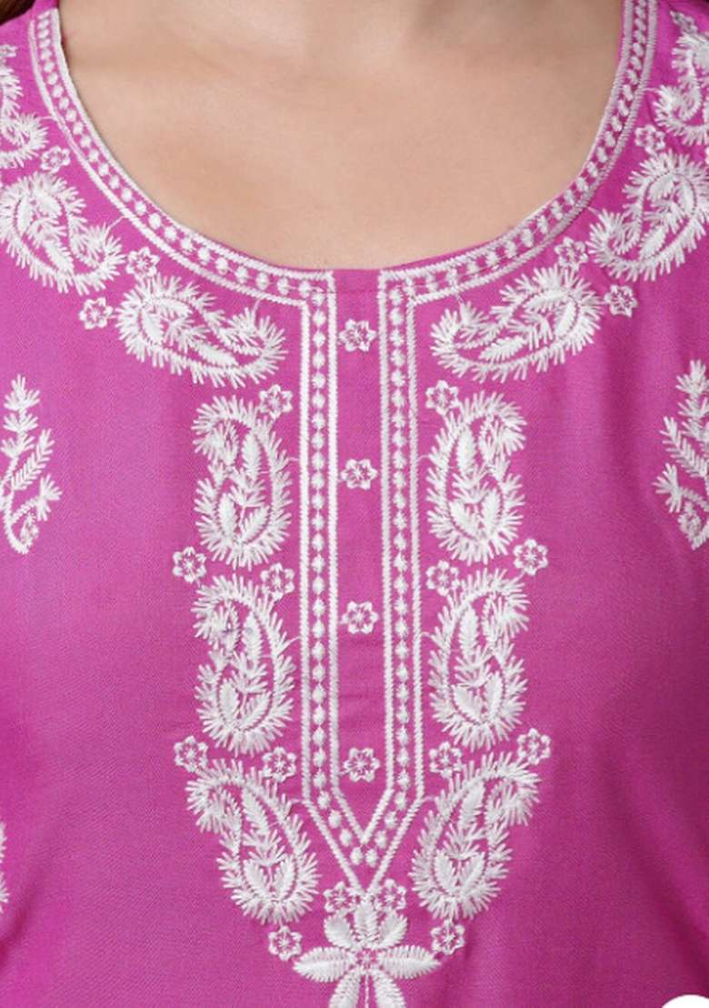 Pink Printed Cotton Kurta Set - Indya