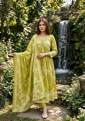 Neon Printed Cotton Kurta Set