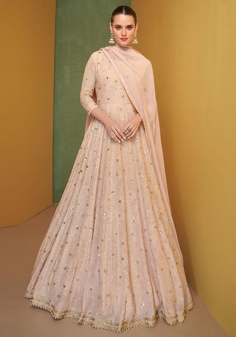 Pink Embroidered Georgette Salwar Kameez