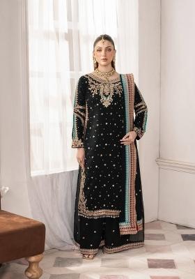 Black Emboidered Georgette Kurta Set