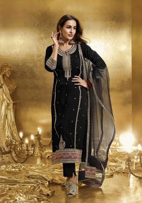Black Emboidered Georgette Kurta Set