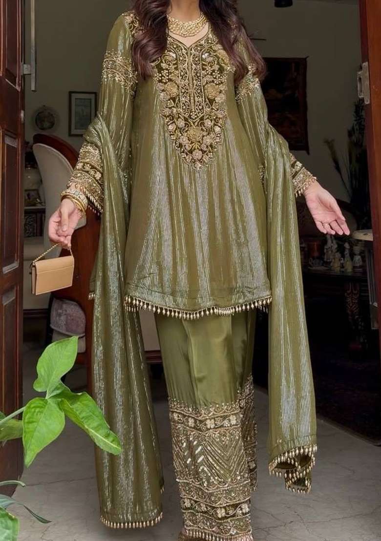Mehendi Emboidered Nylon Lining Kurta Set - Indya