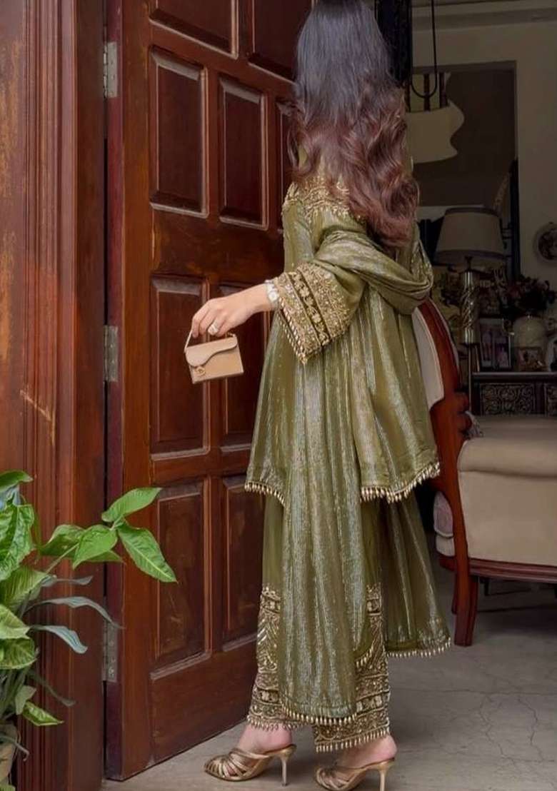 Mehendi Emboidered Nylon Lining Kurta Set - Indya