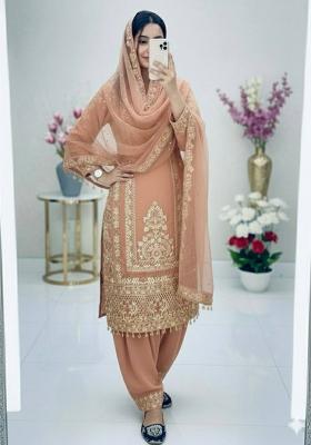 Light Pink Emboidered Georgette Kurta Set