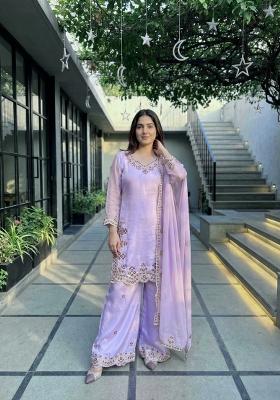 Light Pink Emboidered Roman Glass Kurta Set