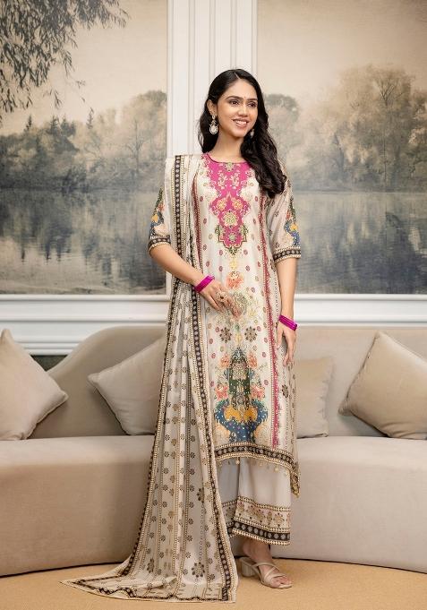 White Embroidered Silk Palazzo Set
