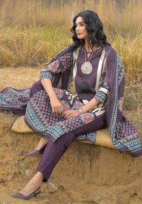 Burgundy Printed Cotton Kurta Set