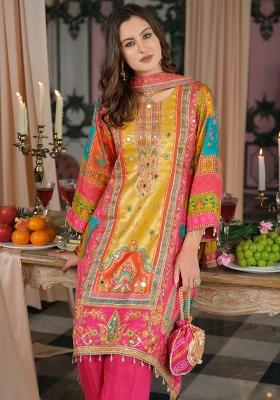 Multicolor Printed Silk Kurta Set