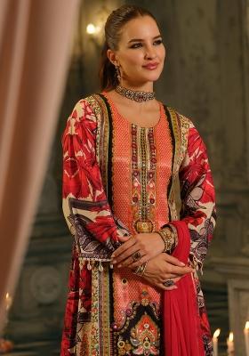 Multicolor Printed Silk Kurta Set