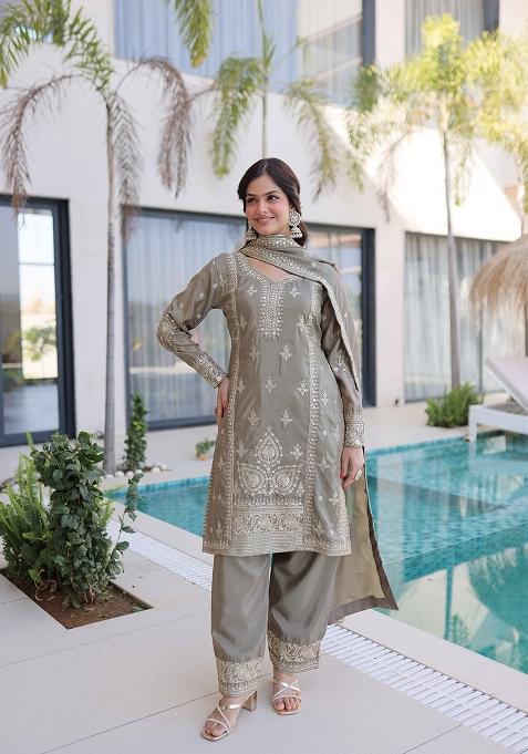 Chiku Embroidered HO Fabric Kurta Set