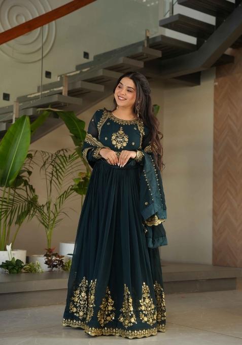 Rama Sequin Work Georgette Kurta Set