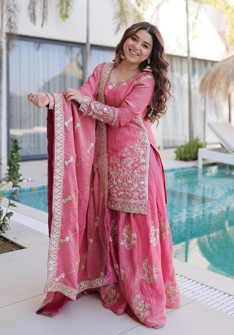 Pink Sequin Work Fendy Kurta Set